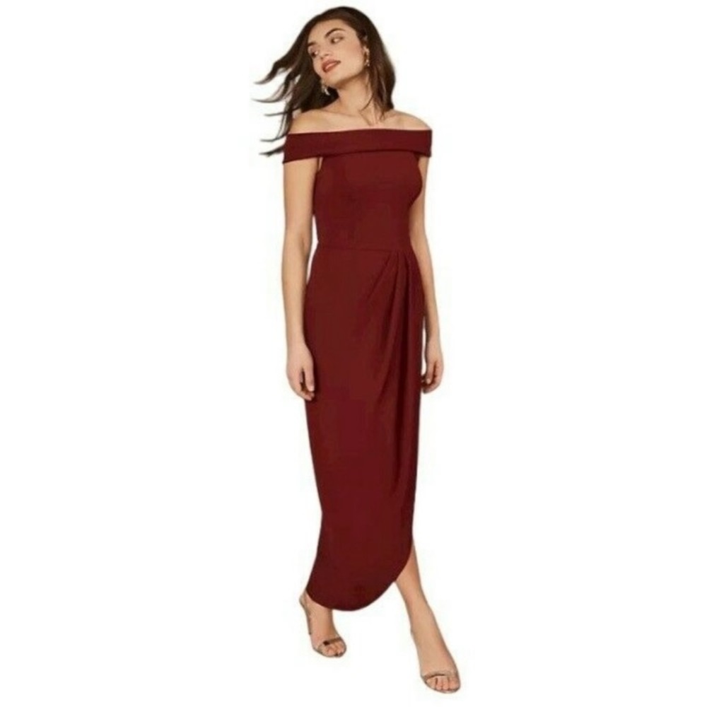 BHLDN Anthropologie // Thompson Off the Shoulder
Dress - Burgundy red